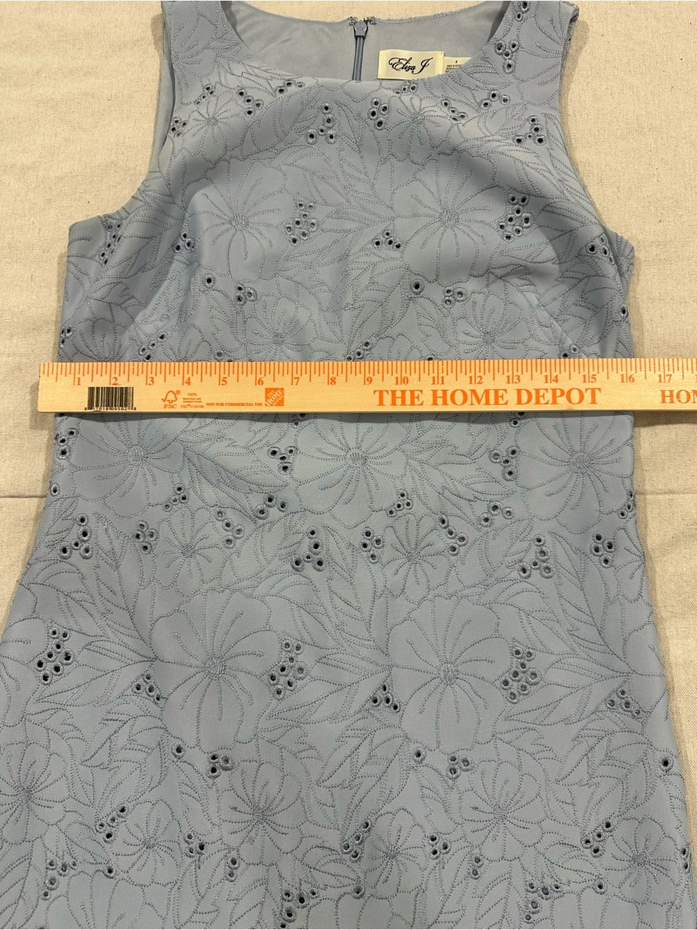 Eliza J Powder Blue Floral Eyelet Midi Dress -Size 6 - Picture 5 of 6
